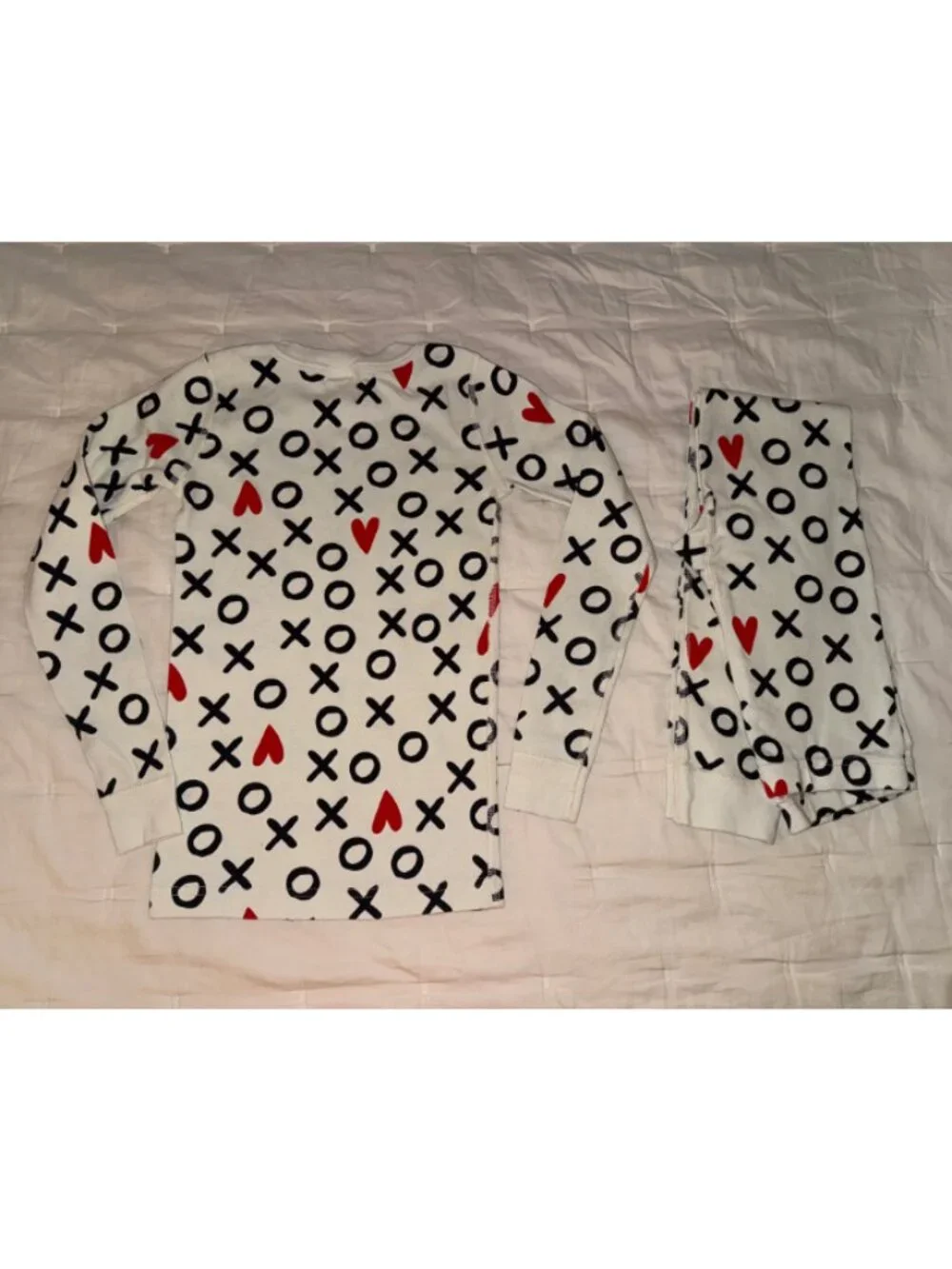 Hanna Andersson XOXO Valentines Kids Long John Pajama Set Organic Cotton Sz 8